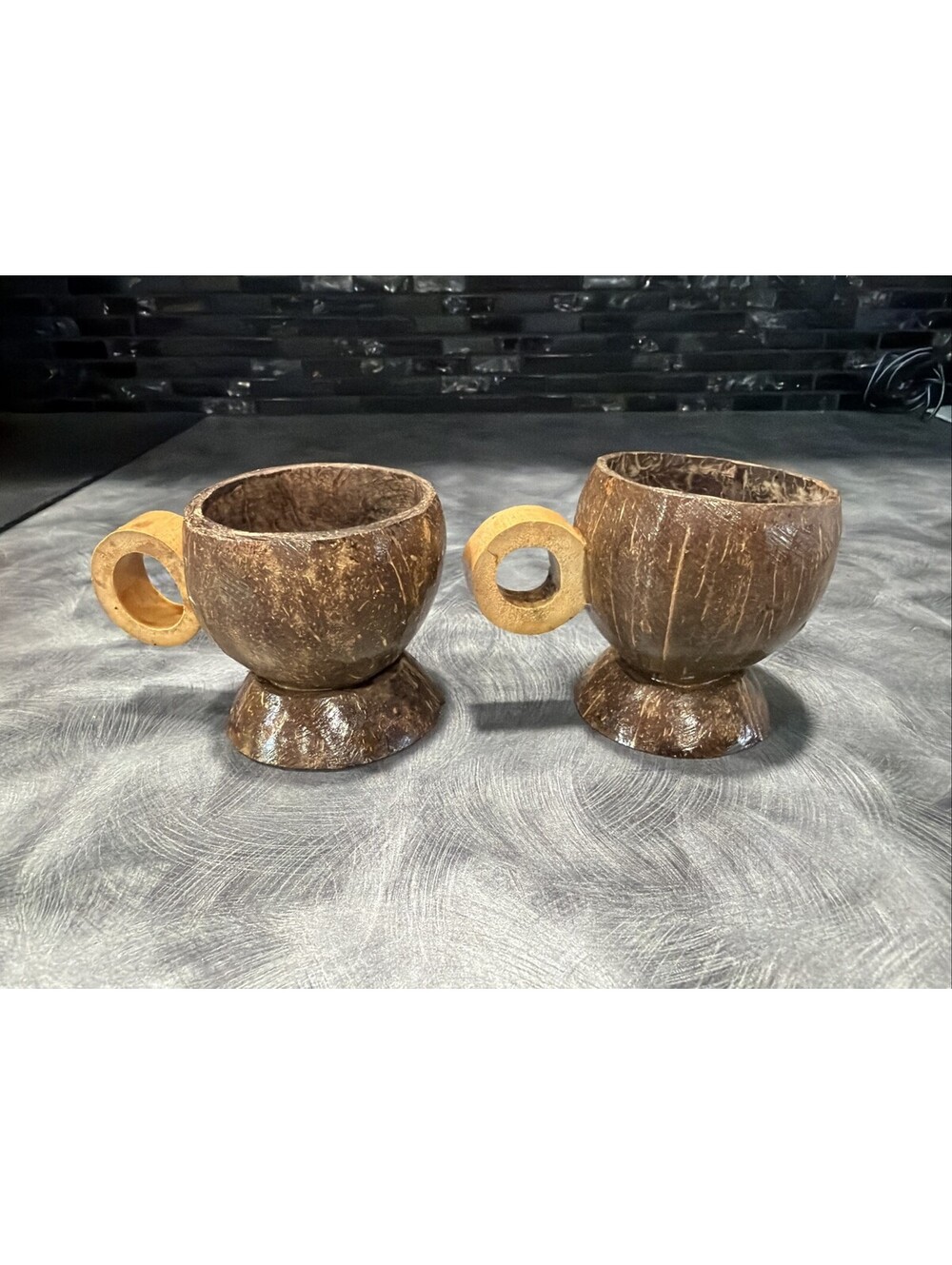 NEW 2 Eco friendly Coconut Shell Coffee Mugs
